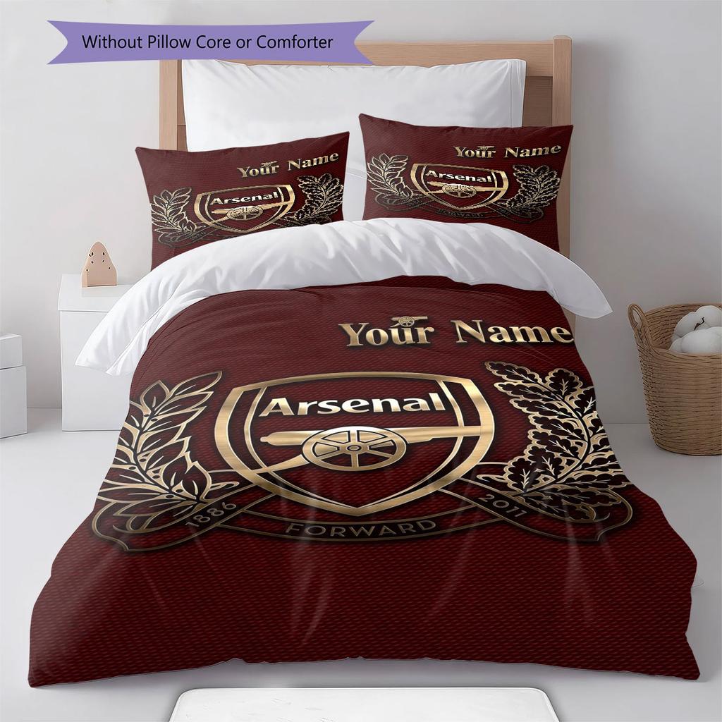 Arsenal F Custom Name Pattern Bedding,Quilt Set Quilt Cover Pillowcase Home Birthday Gift(1 * duvet cover + 2 * pillowcase, without core)