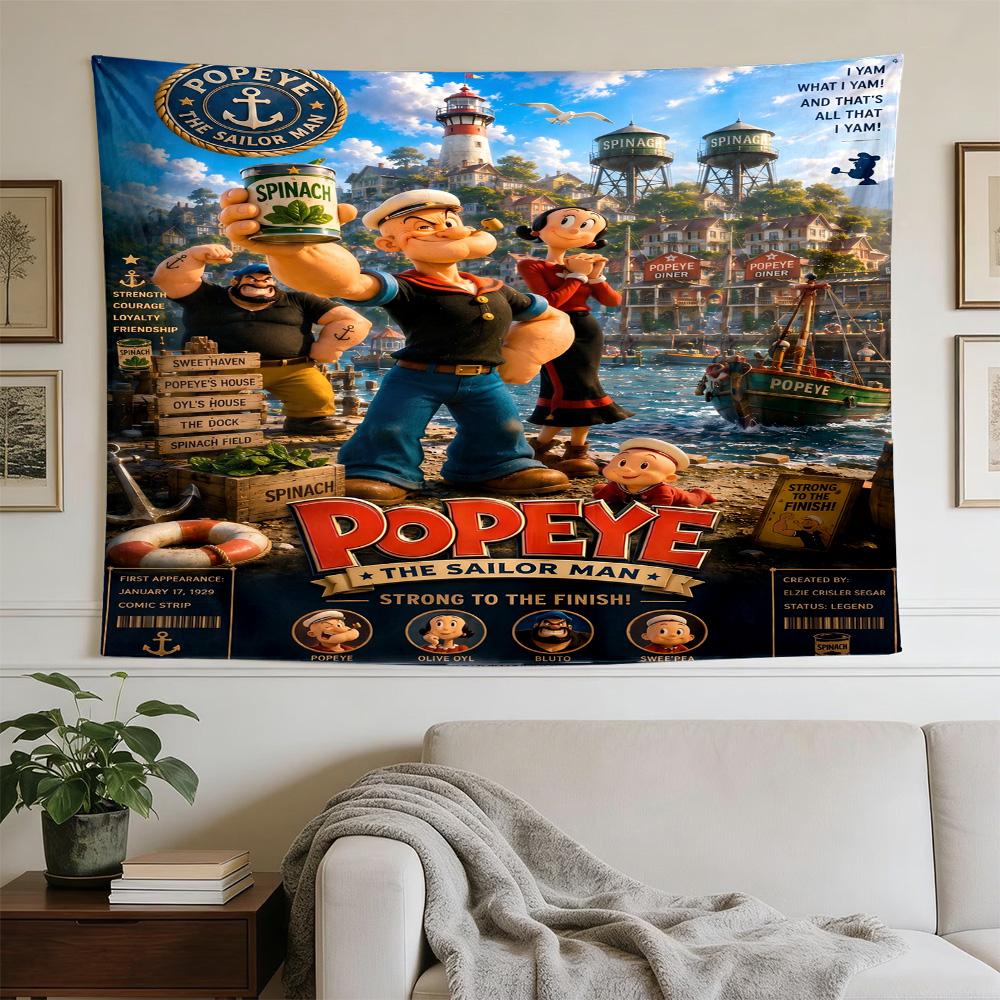 Popeye's Spinach Power Clear Pattern Tapestry, Wall Decor for Apartment, Studio and Photoshoot Backdrop,Perfect Gift