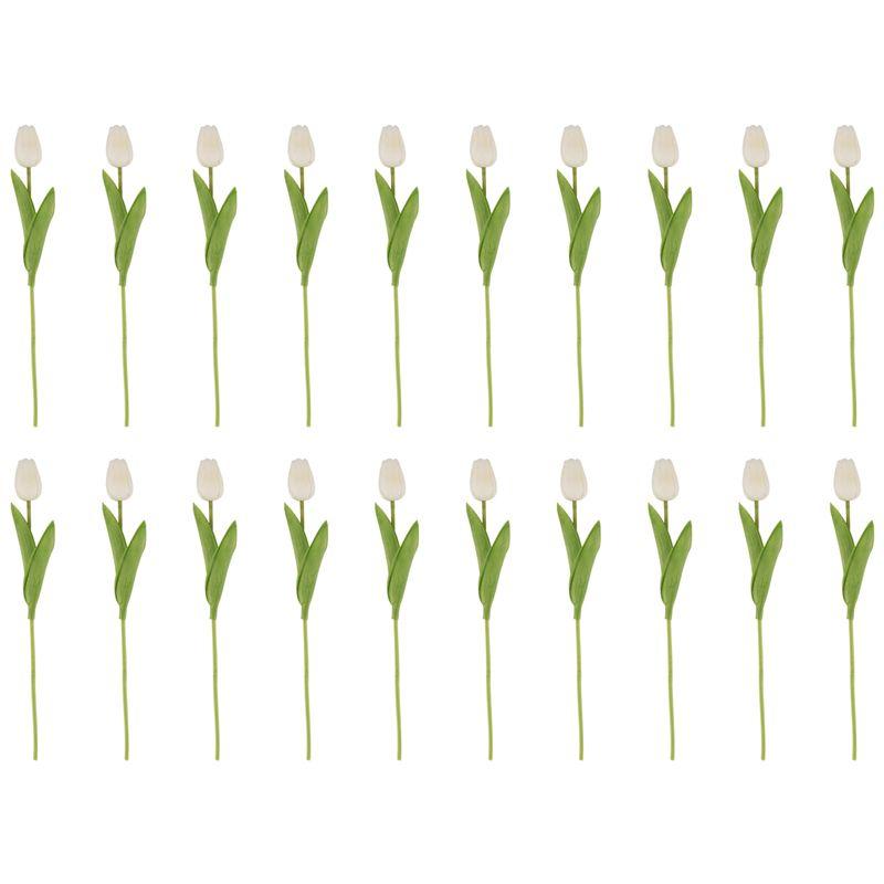 ABUL-20Pcs White 13.8Inch Artificial Tulips Flowers For Party Decoration,Wedding Home Decoration
