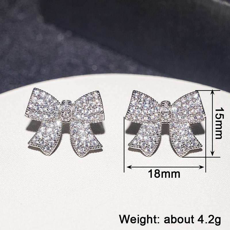 Xiaomi Huitan Delicate Bow Shaped Women Stud Earrings Full Shiny CZ Daily Aesthetic Accessories Anniversary Party Elegant Jewelry Gift