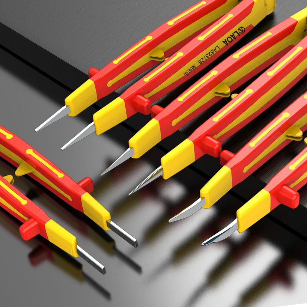 LAOA Пинцет из нержавеющей стали с изоляцией 1000 В высокого давления с алмазным покрытием, нескользящий, изогнутая головка, прямая головка, широкая головка, пинцет