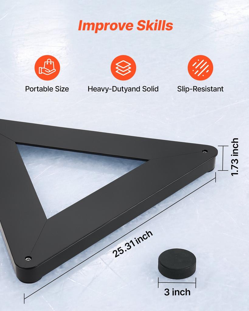Triangle Hockey Passer, Heavy-Duty Multi-Angle Rebounder, Hockey Passing Aid, Passing & Stick Handling Trainer, Off-Ice & On-Ice Portable Equipment,