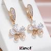 Женские висячие серьги Kinel со снежным цирконом, длинные серьги цвета розового золота