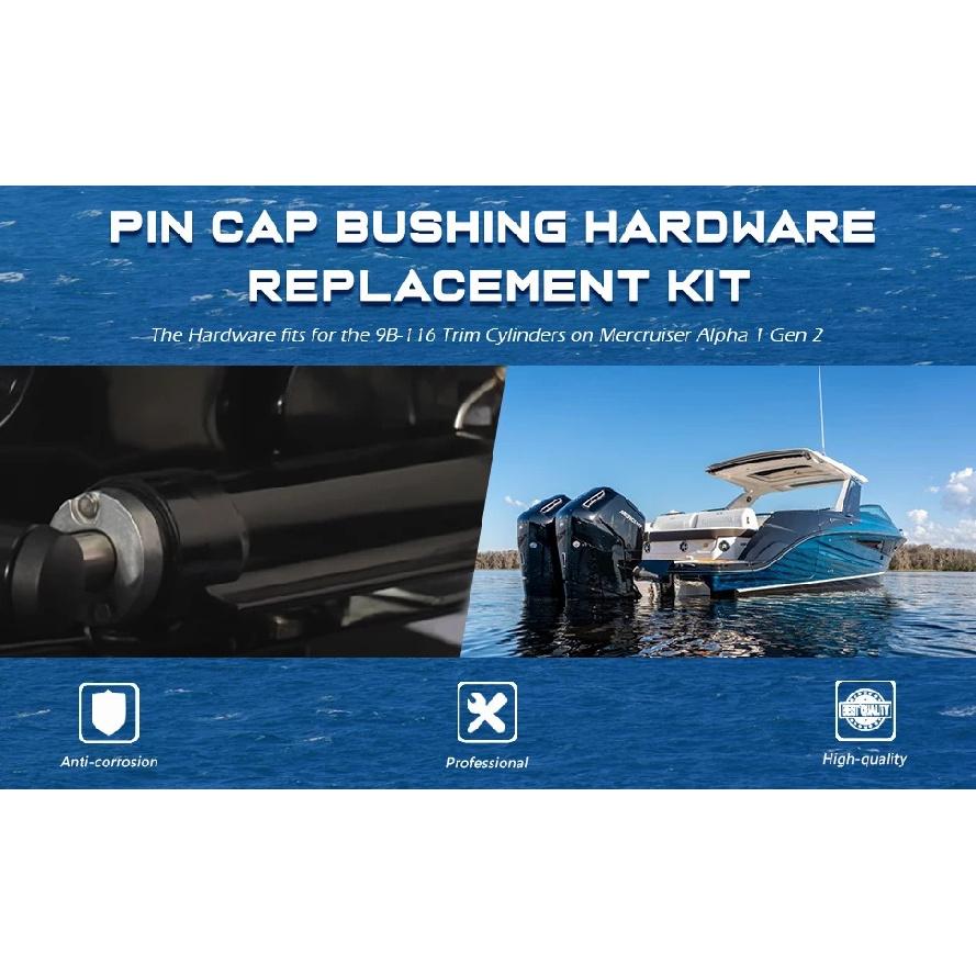 Trim Cylinder Hardware Kit 9B-116B with Anchor Pin, Caps, Bushings, E-Rings, and Anode Kit, Fit for MerCruiser Alpha Gen 2