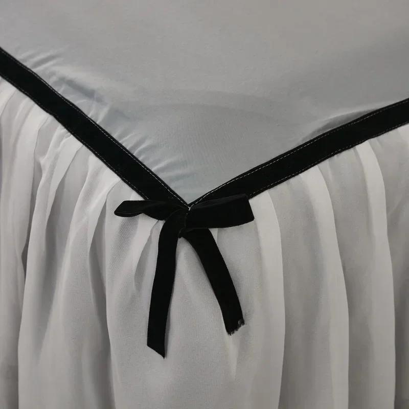 Винтажный стиль, галстук-бабочка, юбка-кровать, однотонное минималистское шифоновое кружевное покрывало, маленький свежий защитный лист для матраса
