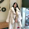 New Winter Imitation Raccoon Hair Ruffle Edge Knee Fur Coat Women's Long Fashion Fox Fur Coat