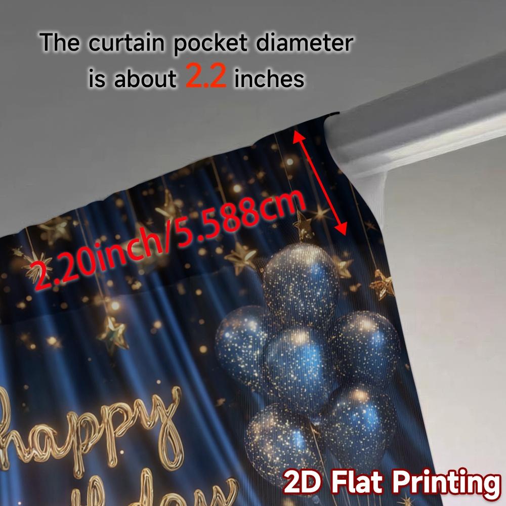2pcs, 2D FLAT PRINTING Curtains (Without Rod) Birthday Glow Modern Print Curtains Fabric Curtains Thermal Insulation, and Room