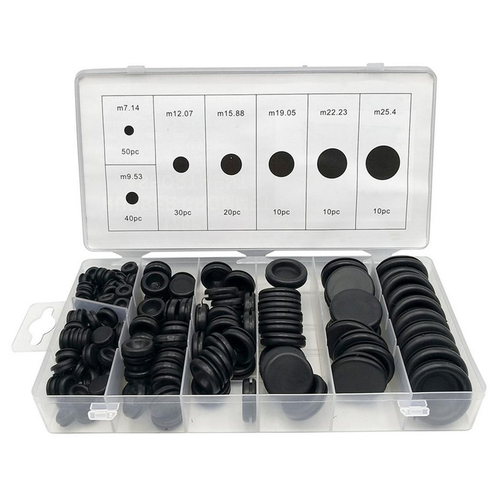 170Pcs Rubber Grommets Assortment Firewall Hole Plug Electrical Wire Gasket Set