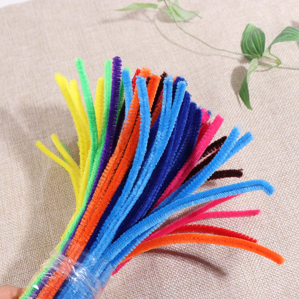 100pcs Educational Toys DIY Strips Twist Bar Chenille Stems Plush Wired Twist Sticks  Handcraft