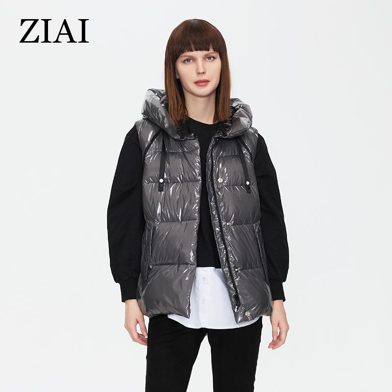 ziai 2022 женская куртка, зимняя толстая теплая стеганая куртка, новый стиль, блестящая одежда со съемными рукавами, женские короткие парки ZR-20030