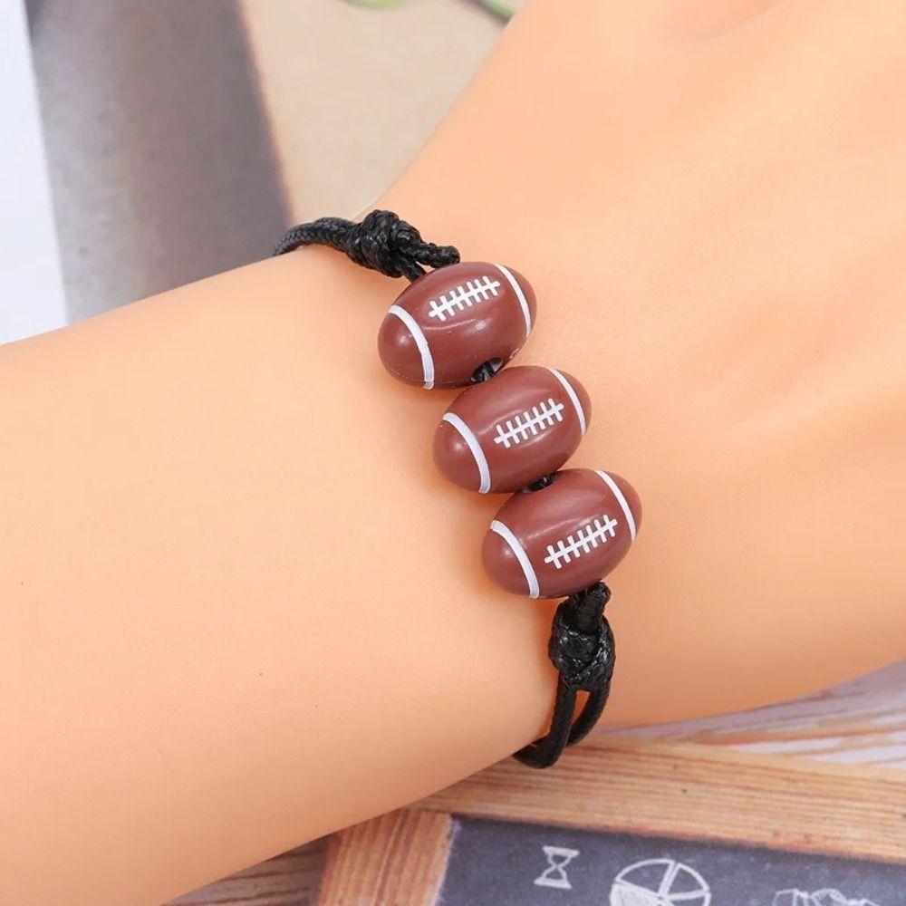 Korean Style Basketball Baseball Bracelet Handmade Rugby Bracelet Wax Line Woven Bracelet  Women