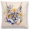 Watercolor Animals Cushion Cover Portrait Head Bighorn Lion Leopard Tiger Bear Eagle Horse Dogs  Home Sofa Throw Pillow Case