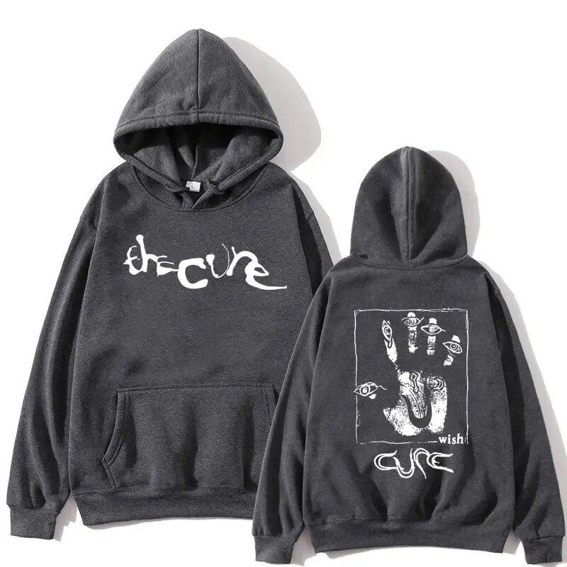 90S Rock Band The Cure Wish Print Hoodies Unisex Women Fashion Sweatshirt Harajuku Oversized Gothic Hip Hop Fleece Pullover Hoodie