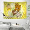 RRilak Bear Kuma Bear Аниме Гобелен Хиппи Цветок Ковер на Стену Декор для Комнаты в Общежитии Дешевый Хиппи Настенное Украшение