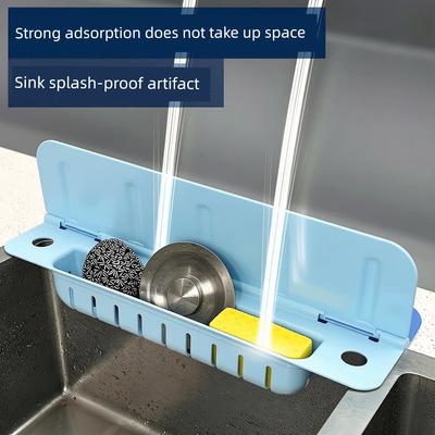 Складной водяной барьер на присосках для раковины, Силиконовый брызговик для кухонной раковины, Противобрызговый бортик для раковины