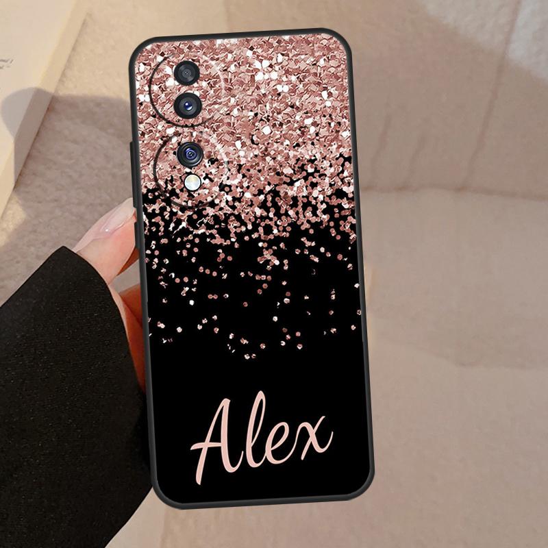 Bling Personalised Name Plating For Honor 90 70 50 Lite Magic 5 Pro 8X 9X Phone Case For Honor X8a X9a X7a X6a X9 X7 X8 X9b