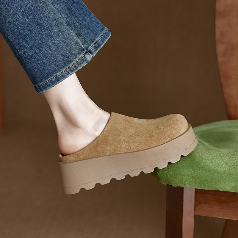 Женские тапочки Мюли на толстой подошве для женщин с закрытыми носками Удобные полутапочки большого размера для женщин