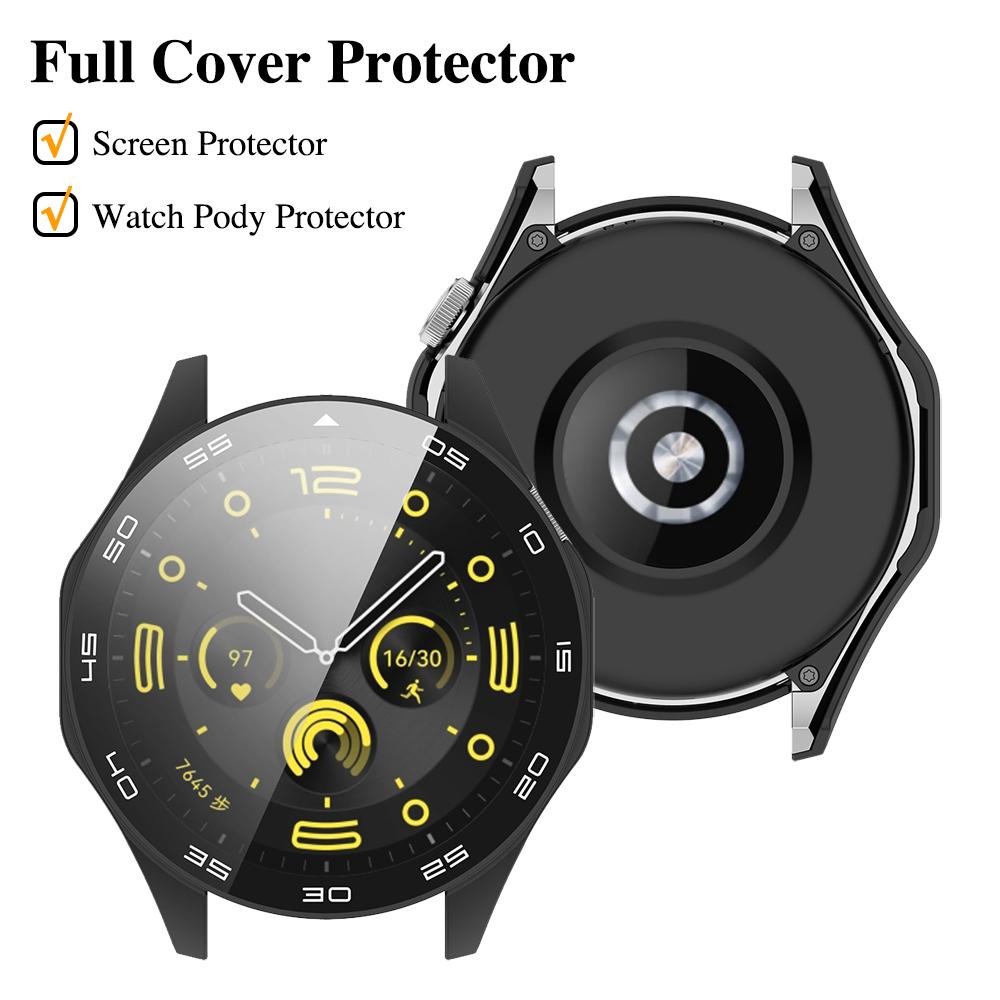 Стекло+Чехол для Huawei Watch GT4 46мм Защитное стекло для экрана и Жесткий ПК Защитный бампер для Huawei GT 4 Аксессуары для чехла