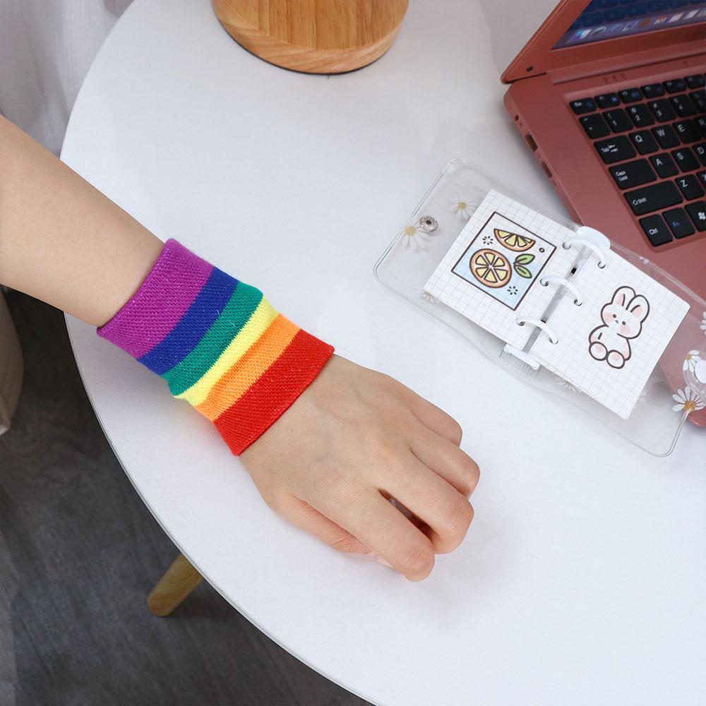 Women Running Soft Breathable Cotton Rainbow Color Warm Bracers Wristband Hand Wrap