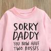 2 Pcs Infant Casual Outfits, Girls Letter Print Long Sleeve Round Neck Sweatshirt + Camouflage Pants with Pockets