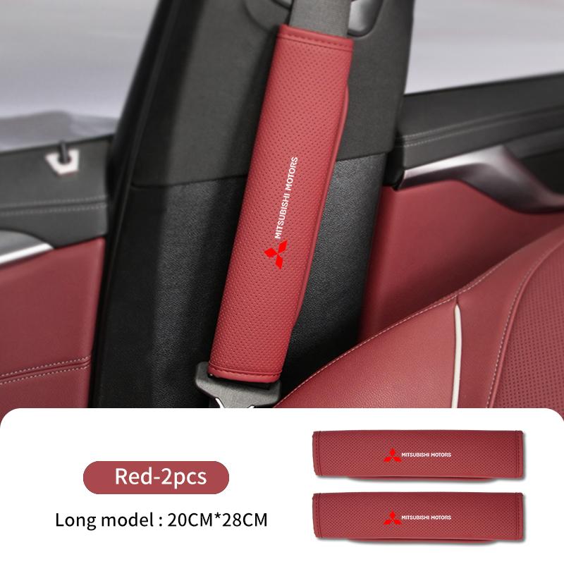 cxdjmy1 For Mitsubishi Leather Car Logo Seat Belt Cover Shoulder Protective Interior Accessories Lancer ASX Pajero Mirage Attrage