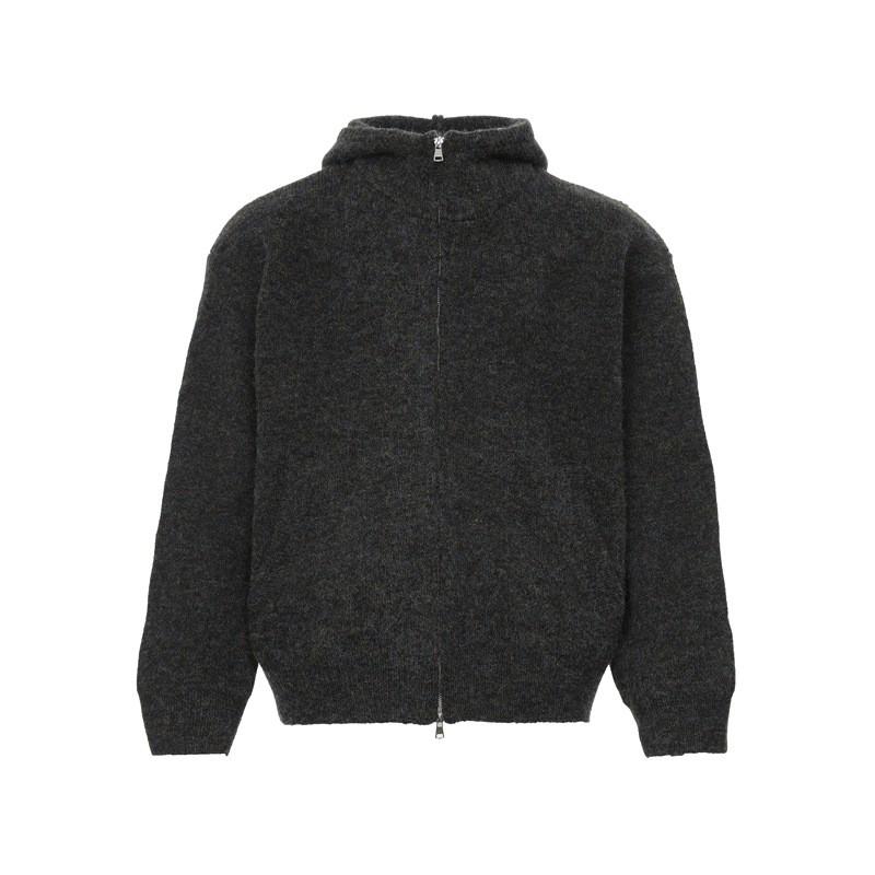 Unisex Oversized Thick Knit Hooded Sweater With Zipper Streetwear Casual Winter Pullover