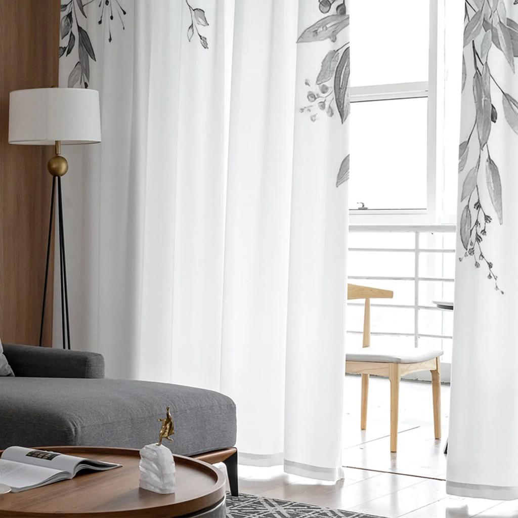Flowers Watercolor Leaves Sheer Curtains For Living Room Bedroom Tulle Curtain For Kitchen Voile Curtain Blind Panels