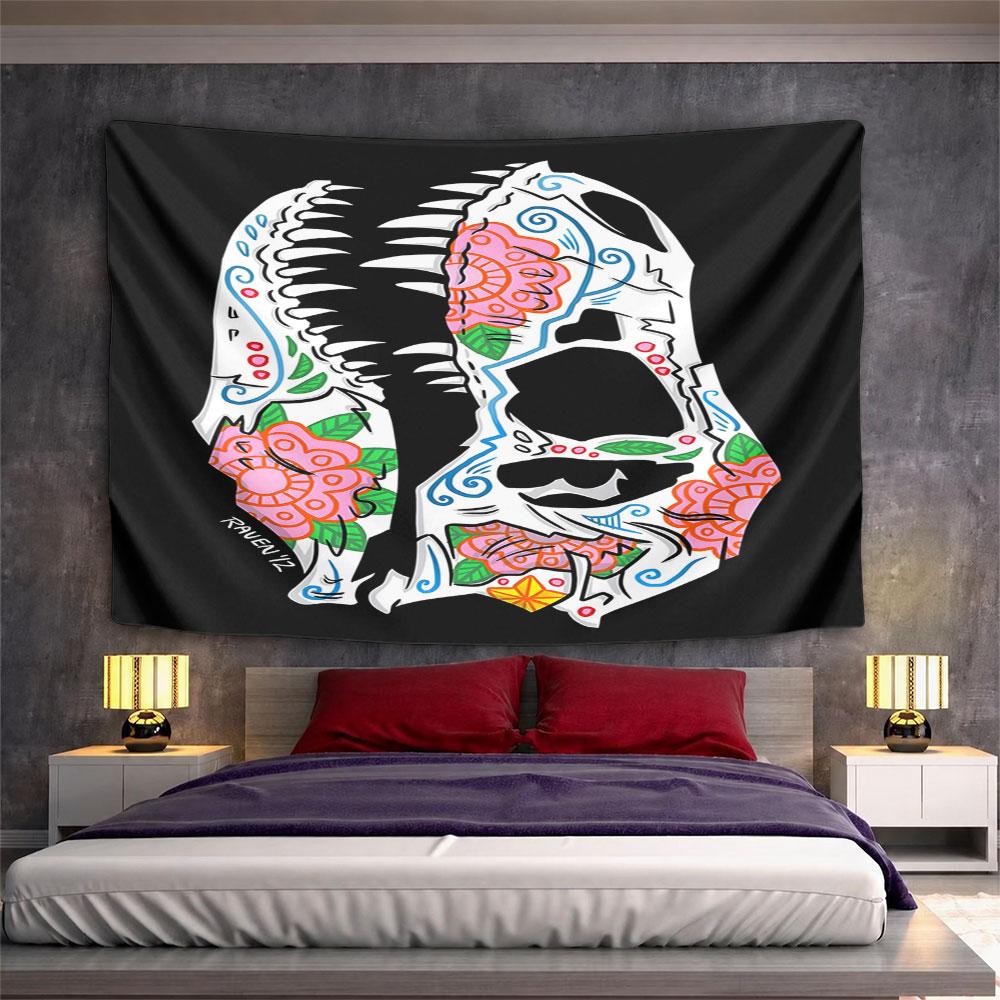 "Floral Dinosaur Skull Art Design" Pattern Wall Hanging Tapestry Decorative Tapestry Home Decor for Bedroom and Living Room
