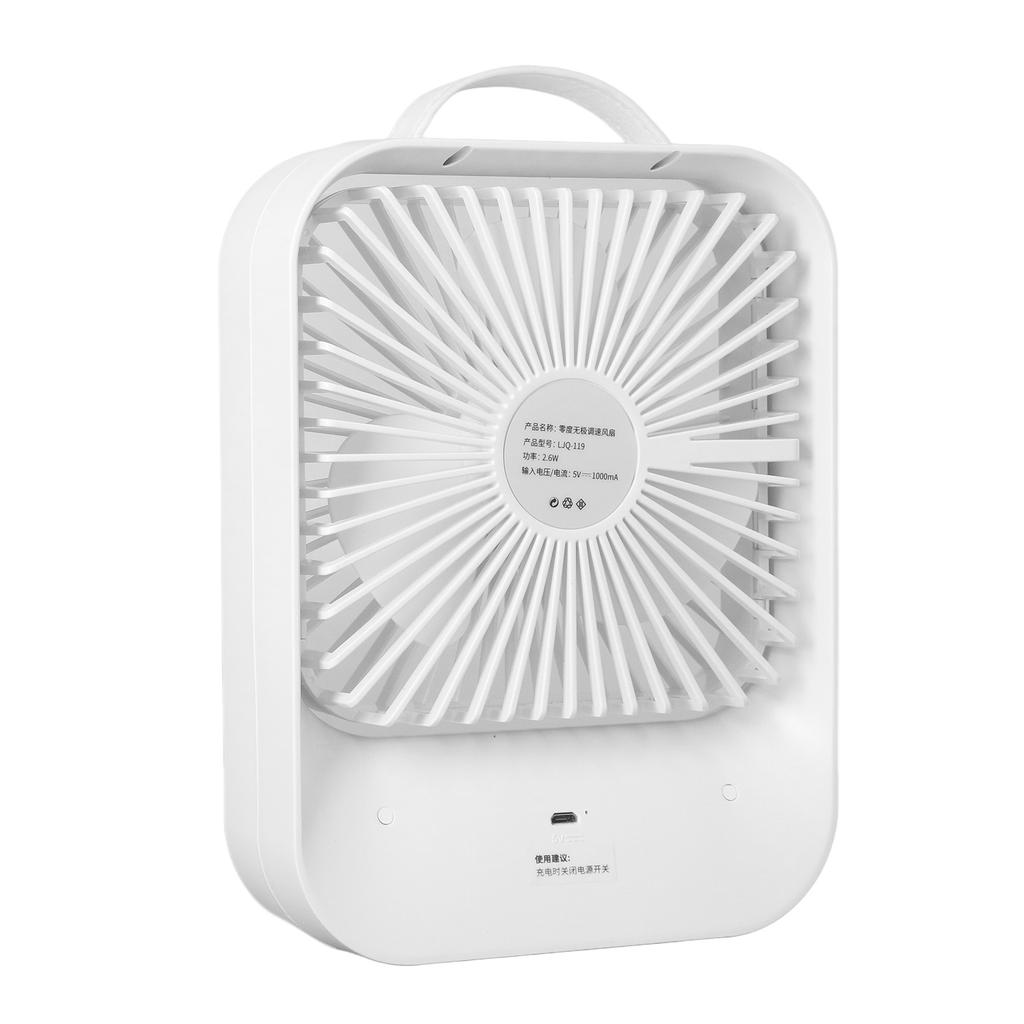 Desktop Oscillating Fan USB Charging Portable Quiet Desk Fan with Lanyard for Camping Traveling Beige