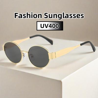 Ретро Металлические Продвинутые Солнцезащитные Очки UV400 Защита от Солнца Ультра Легкие Унисекс Овальные Ультрафиолетовые Защитные Очки Уличная Фотография