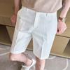 Летние мужские хлопковые костюмные шорты, деловая официальная одежда, облегающие прямые повседневные шорты длиной до колена для офиса