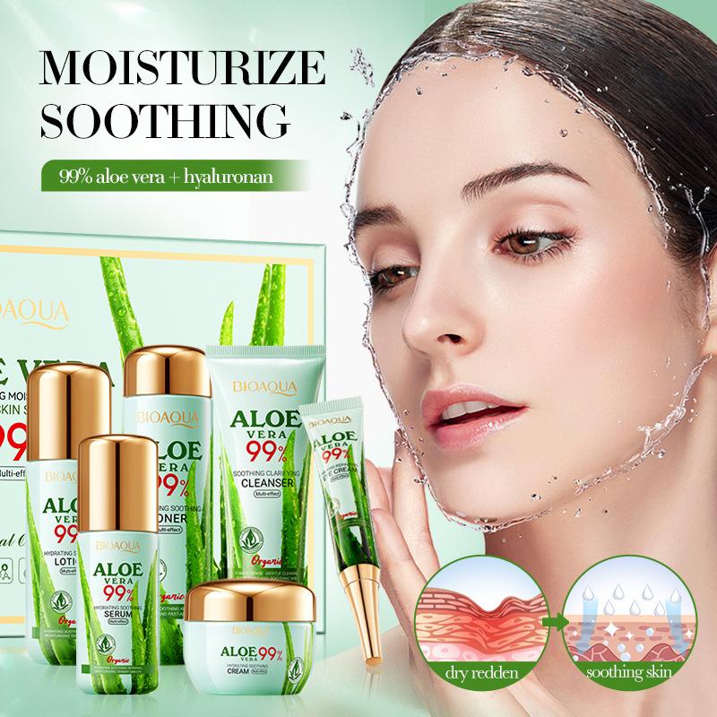 Aloe Vera Beauty Успокаивающий увлажняющий роскошный набор из 6 предметов для отбеливания, устранения морщин, антивозрастного ухода за кожей Уход за светлой и проблемной кожей