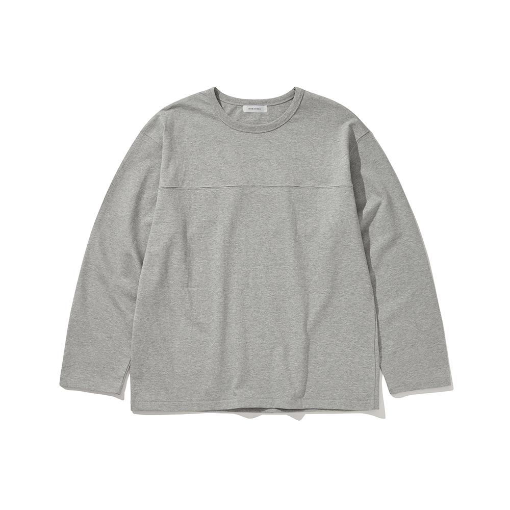 HISHANDER Ringer Long Sleeve T-Shirts Melange Gray