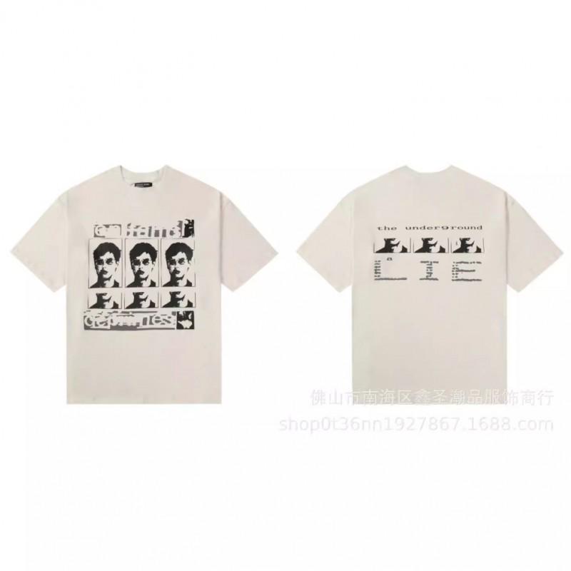 Vintage Letter Print T-Shirt Men Women Loose Fit Short Sleeve Cotton Tee