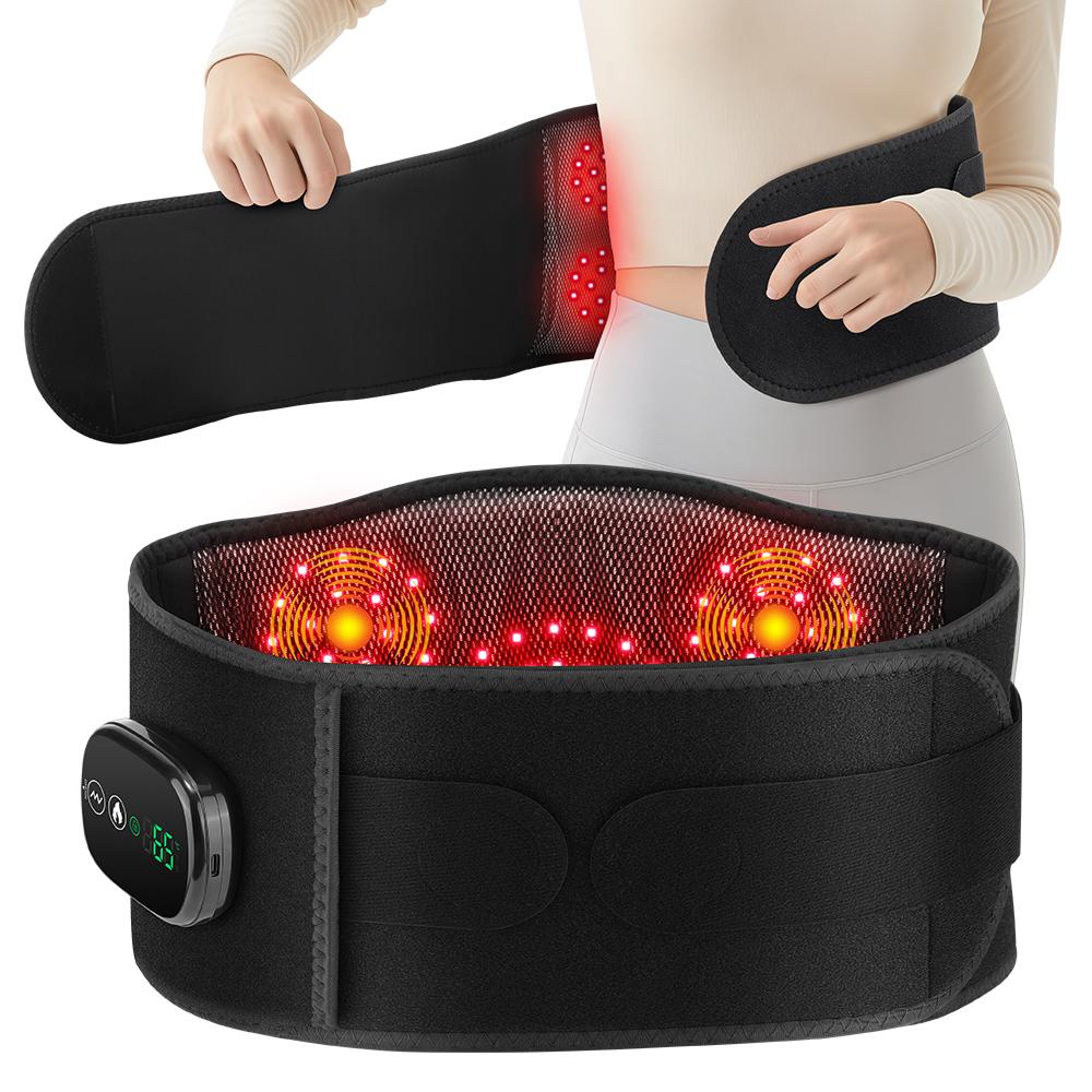 Heated Waist Massager Light Decompression Lumbar Support Belt Blood Circulation Disc Herniation Relief Electric Infrared Pads
