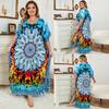 European-American Rayon Print Plus Size Beach Cover-Up Dress & Long Robe