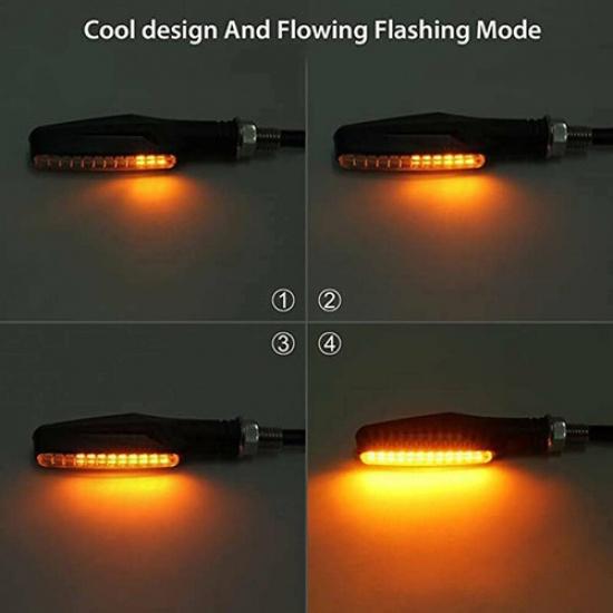 Universal Motorcycle Flowing Turn Signals Blinker Lights Amber 12LED 4pc/set