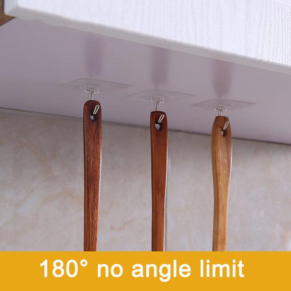 10Pcs Wall Hooks Reusable Adhesive Heavy Duty Sticky Transparent Ceiling Bath Utility Hooks Hangers