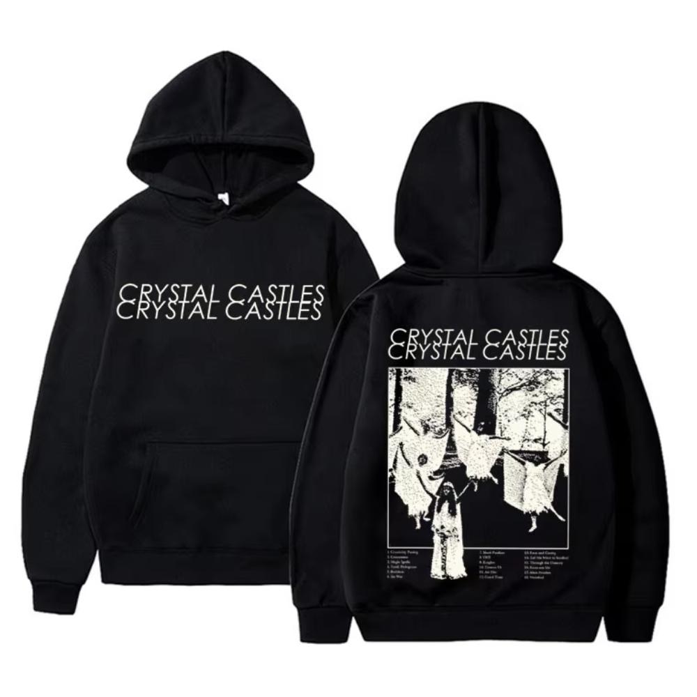 Винтажные толстовки с капюшоном группы Crystal Castles для мужчин и женщин, готические, панк-рок, мужские оверсайз толстовки с капюшоном
