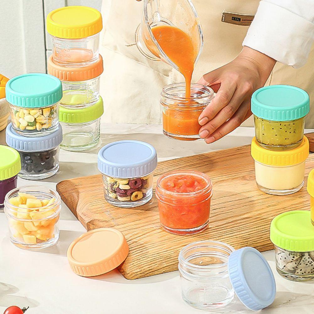 6pcs with Scale Dipping Sauce Cup Reusable Salad Dressing Container Mason Jar Baby Food Jar Honey