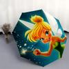 Disney Tinker Bell Manual Opening and Closing Umbrella - 8-Rib Reinforced Folding Design, Lightweight