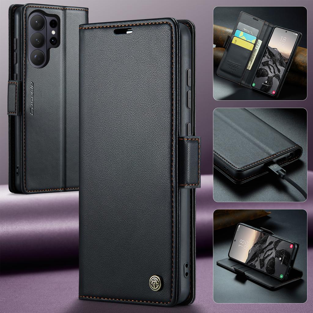 Магнитный чехол-кошелек CaseMe из ПУ-кожи для Samsung Galaxy S26 Ultra/S25 Plus/S24/S23/S22/S21/S20 с карманом-держателем для карт