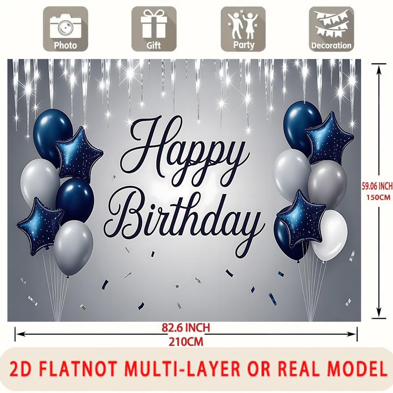 Blue Balloon Party Backdrop 1pc - Photo Booth Props