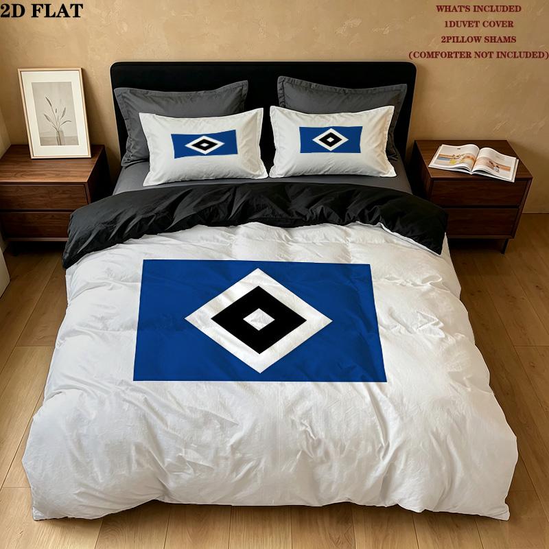 Hamburger SV Pattern Bedding Quilt Set Home Decoration Gift (1 * duvet cover + 2 * pillowcase without core)