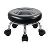 WKWKER Modern Stool with PU Circular Rolling Small Multidirectional Wheeled Low Height Suitable for Home Garages and Stores Wheels, Leather, Stool,