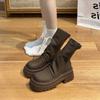 Fashion Platform Heel Women Short Booties Fashion Back Zippers Ankle Booties Retro Style Autumn Winter Female Shoes