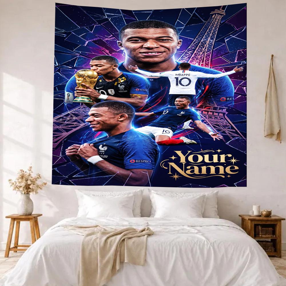 Mbappe Custom Your Name Wall Decor Tapestry Art For Pet Memorial Birthdaywedding Party Backdrop Family Gift
