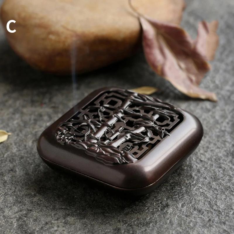 Мини-коробка для благовоний из сплава, спиральная курильница для благовоний, цветущая сливовая бамбуковая хризантема, 4-джентльмена, дзен, сандаловое дерево, украшение для дома
