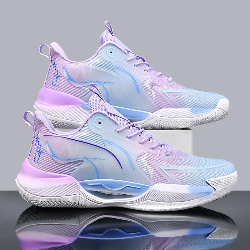 Guochao сверхлегкие сетчатые дышащие светящиеся трендовые баскетбольные кроссовки мужские и женские универсальные амортизирующие износостойкие нескользящие повседневные спортивные