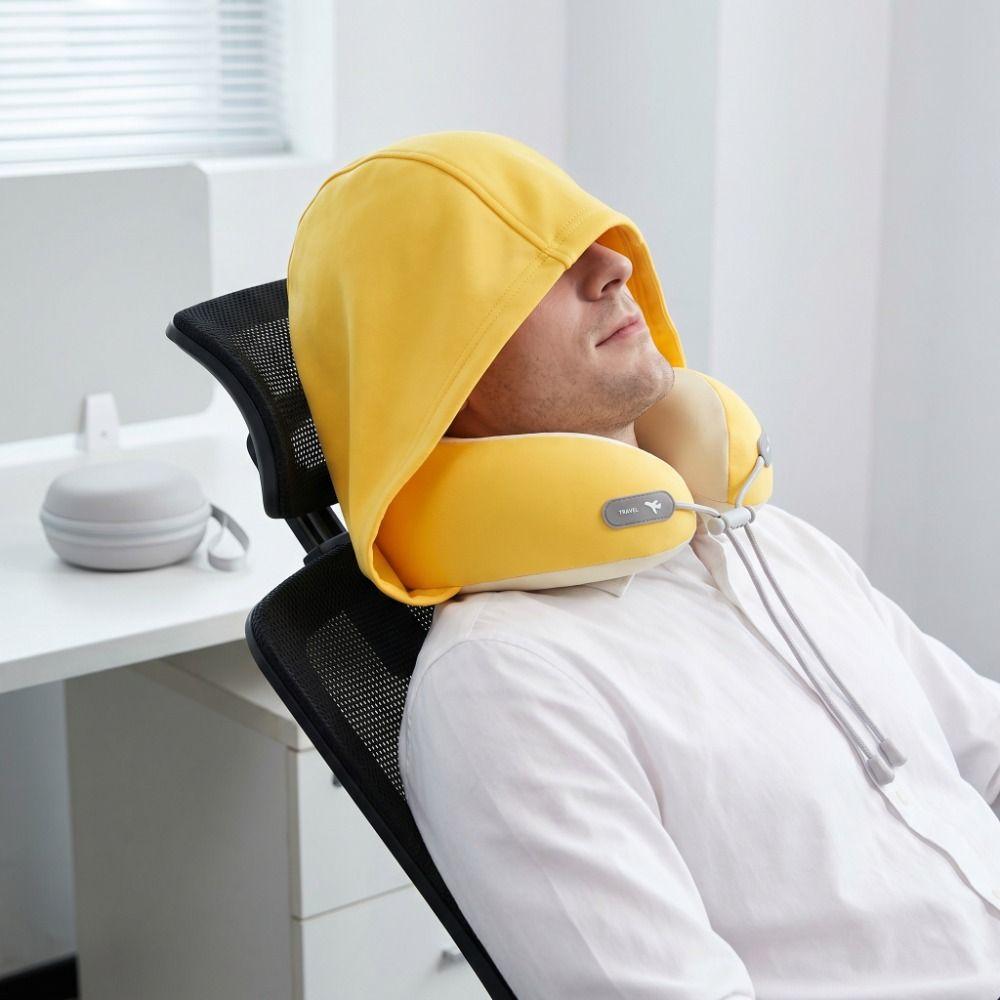 Ice Silk Ergonomic Neck Pillow Soft Travel Pillow Nap Hooded Neck Pillow Airplane